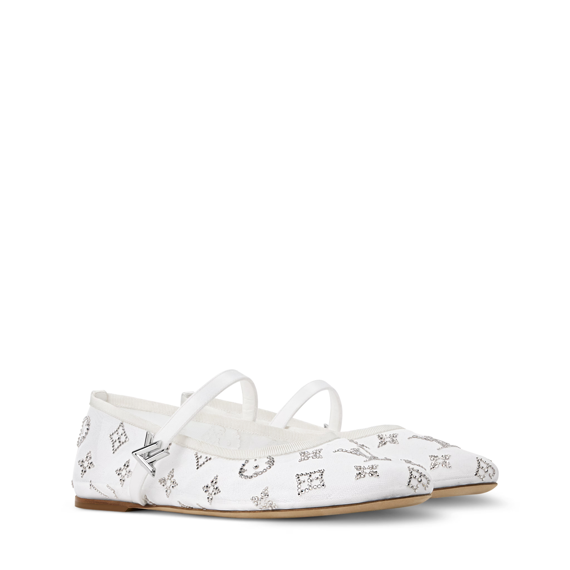 Women's Romy Flat Ballerina Mesh Rhinestone Monogram Ballet Pump 1AK3O8