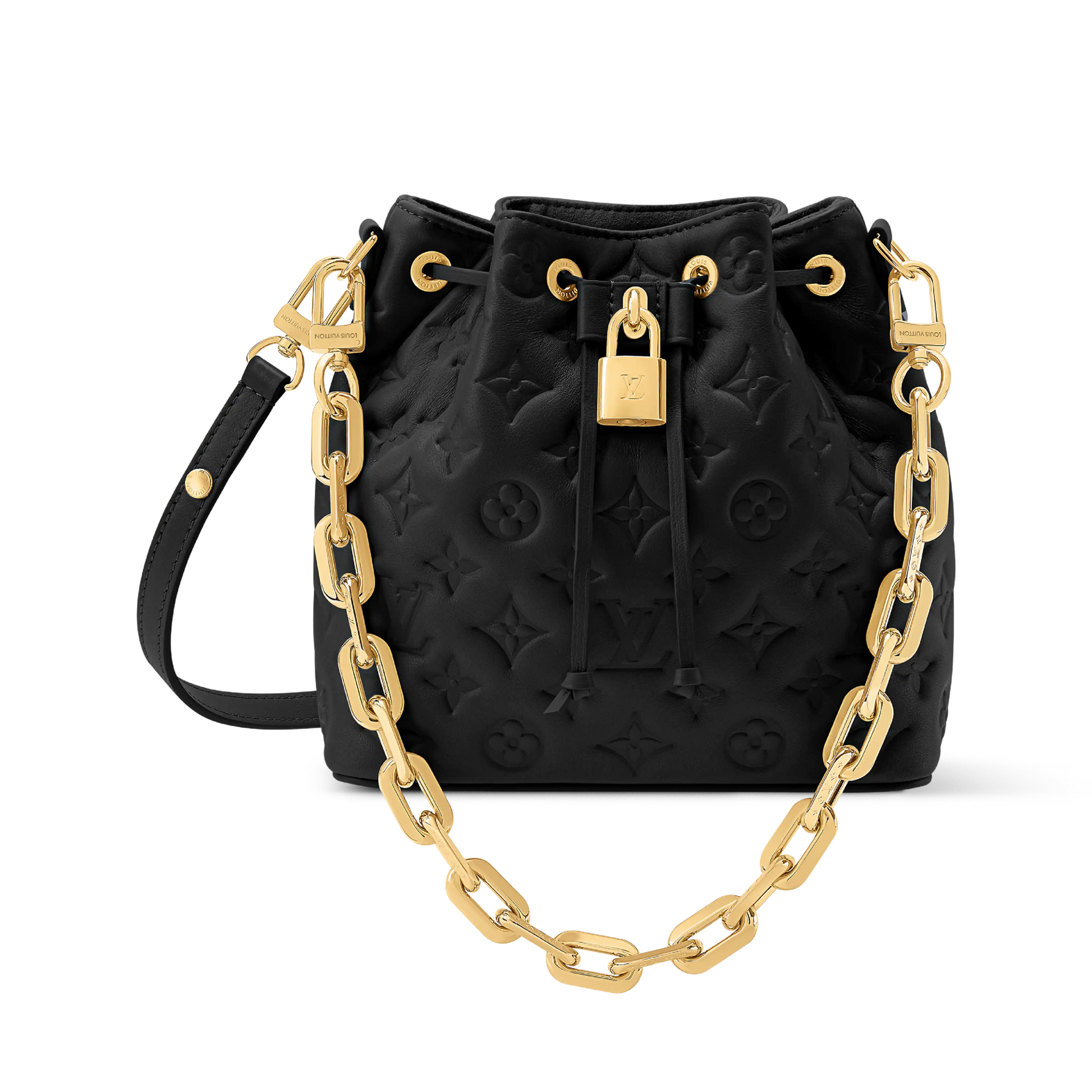 Women's Coussin Bucket Monogram Embossed Lambskin Drawstring Bag M26530