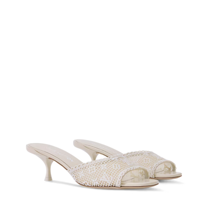 Women's 6 AM Monogram Embroidered Kitten-Heel Mule 1AK1ZH