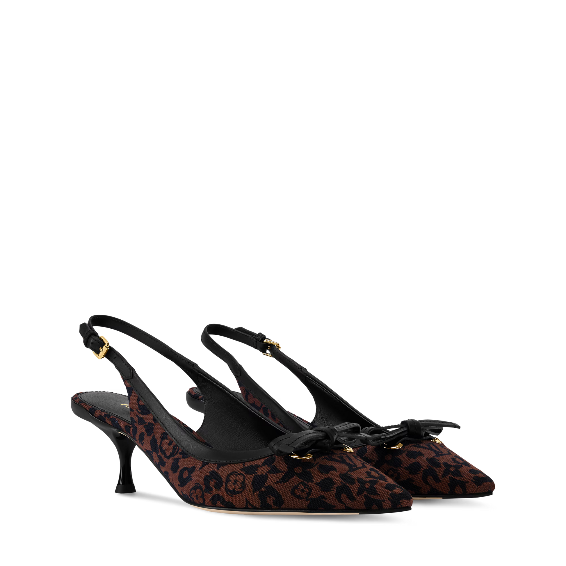Women's 6AM Slingback Pump Brown Monogram Leopard Canvas 1AJL09