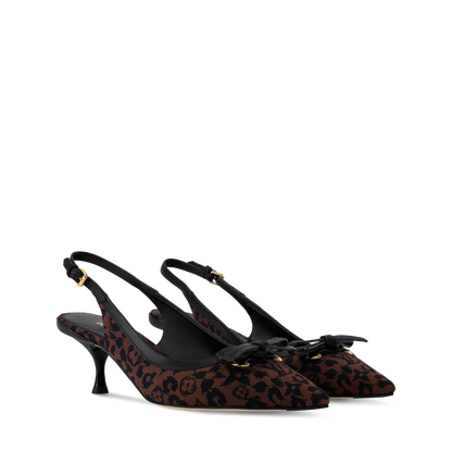 Women's 6AM Slingback Pump Brown Monogram Leopard Canvas 1AJL09