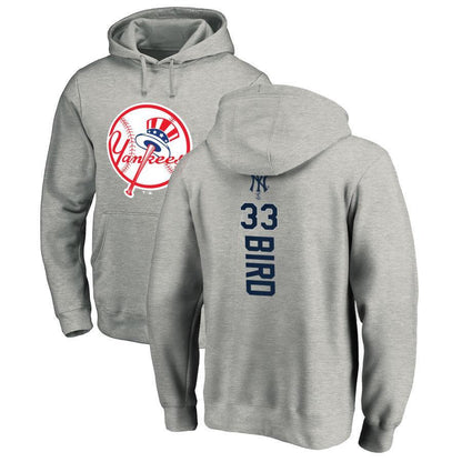 #33 BIRD Men's New York Yankees Ash Personalized Backer Pullover Hoodie