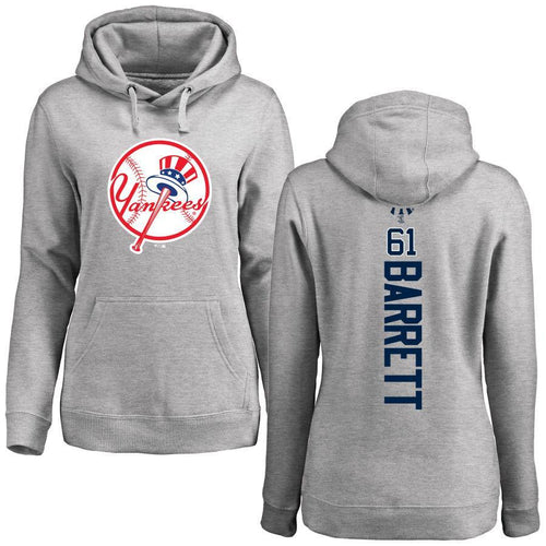 #61 BARRETT Women's New York Yankees Ash Personalized Backer Pullover Hoodie