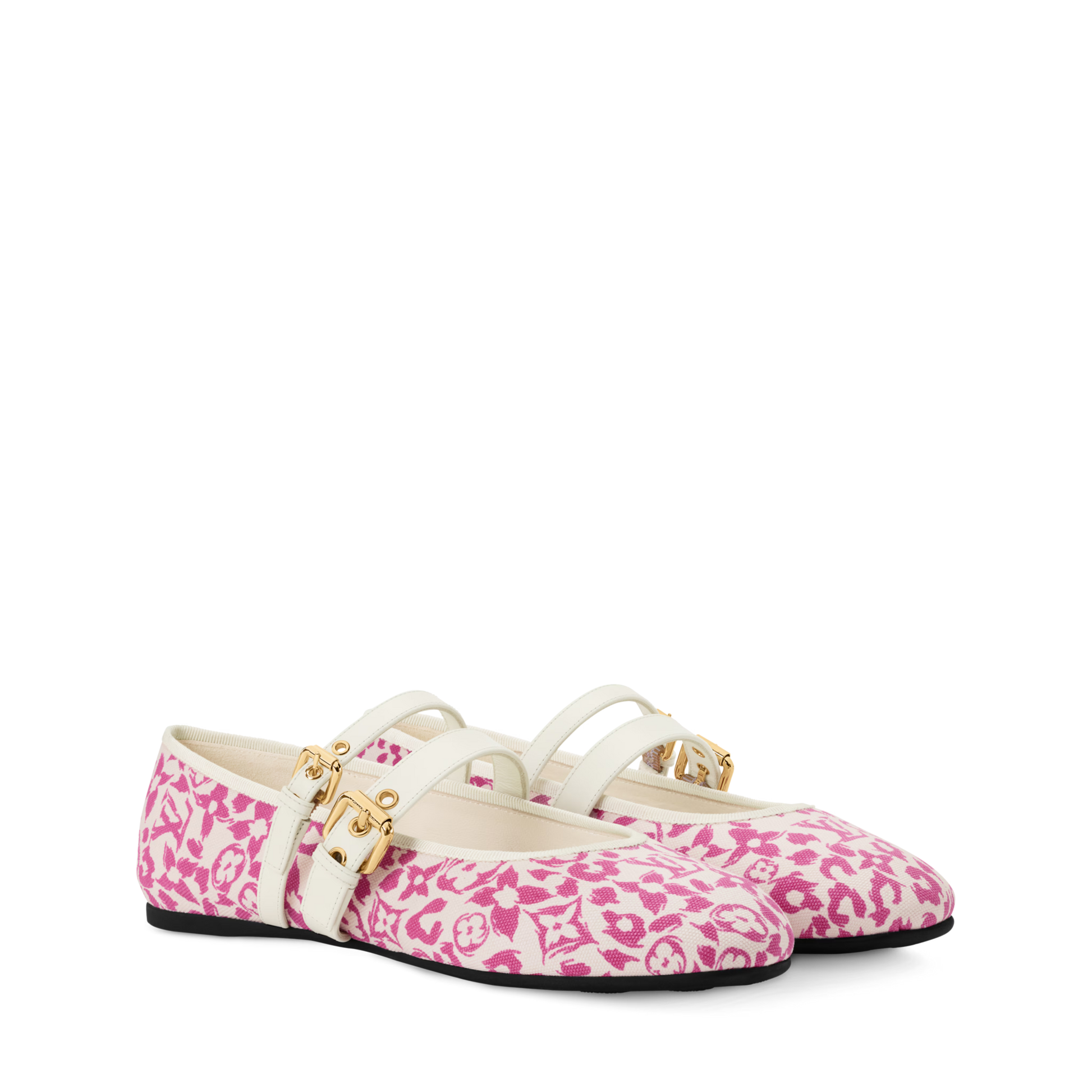 Women's Bella Mary-Jane Ballerina Pink Monogram Leopard Canvas 1AJLNX