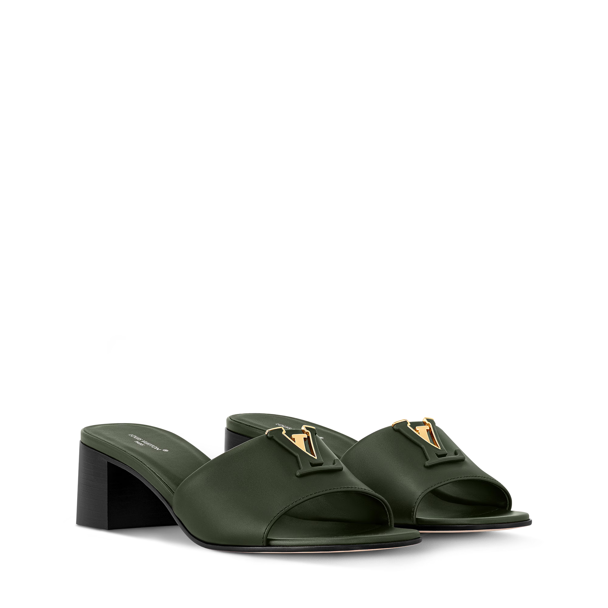 Women's LV Mare Mule Khaki Plain Calf Leather 1AHMWR