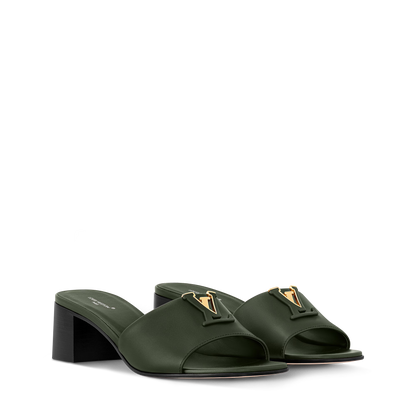 Women's LV Mare Mule Khaki Plain Calf Leather 1AHMWR