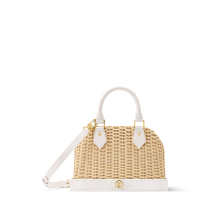 Women's Alma BB Off White Wicker Karung Leather Handbag