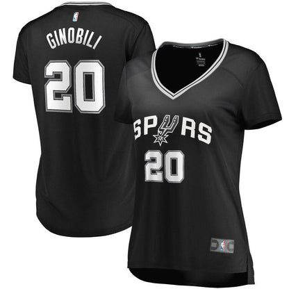 Manu Ginobili San Antonio Spurs Women's Fast Break Replica Jersey - Icon Edition – Black