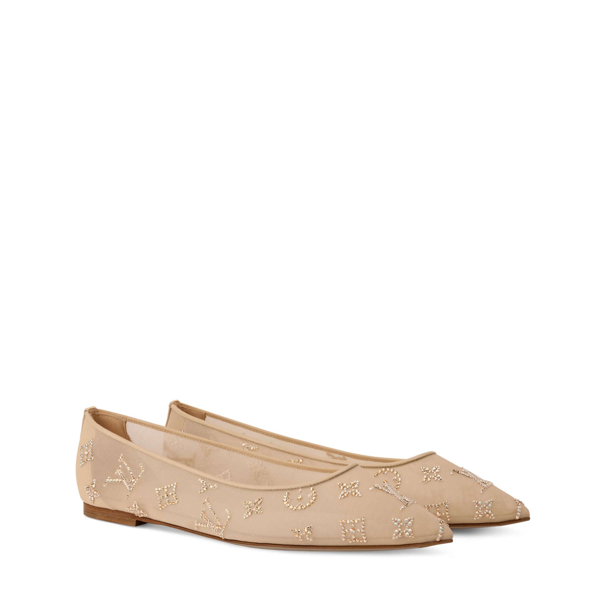 Women's Gala Flat Ballerina Brown Mesh Strass 1AIFUI