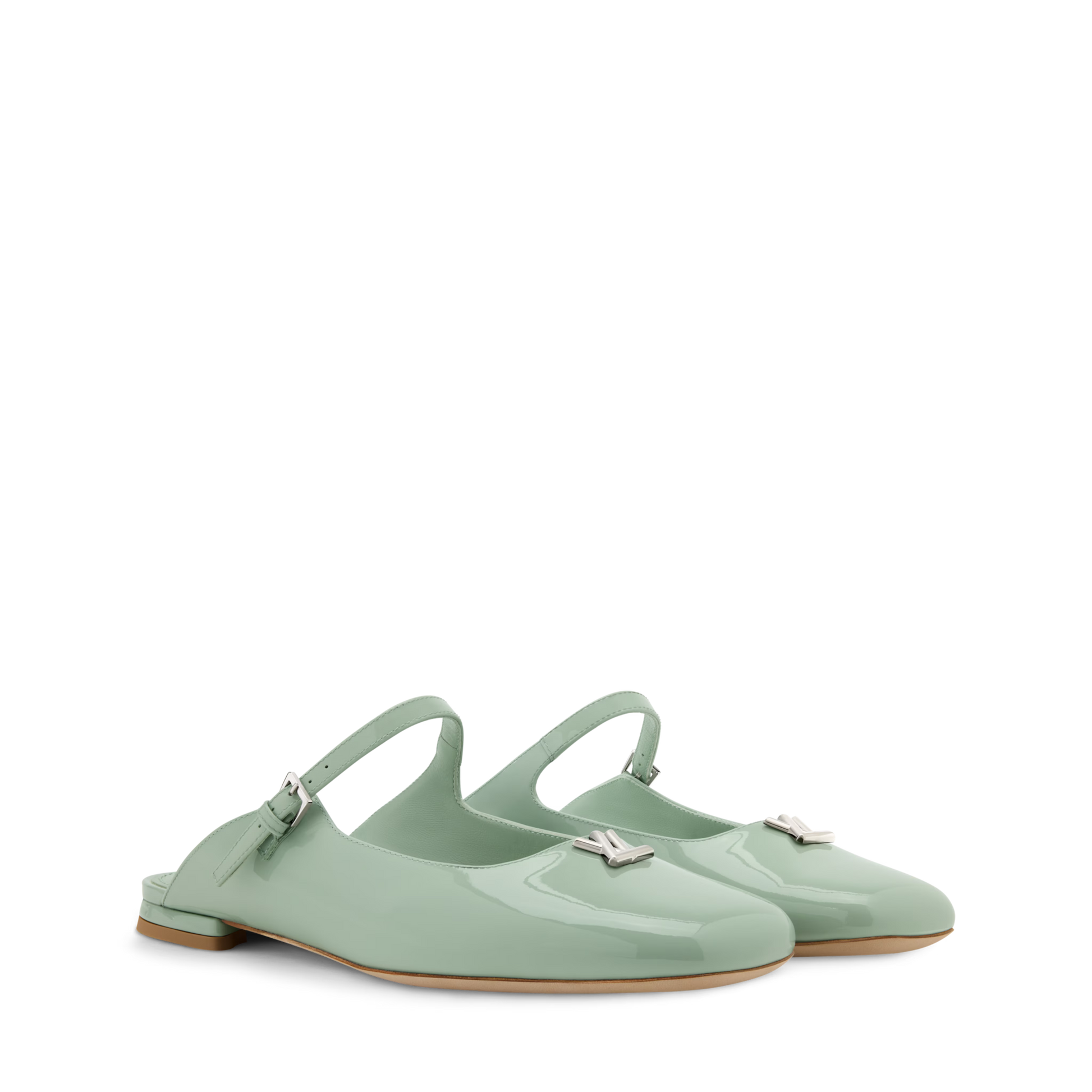 Women's Swing Open Back Patent Calf Leather Ballerina Pump 1AJK29