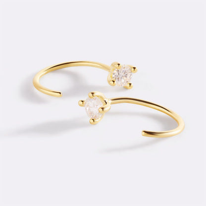Dainty Moissanite Threader Hoop Earrings