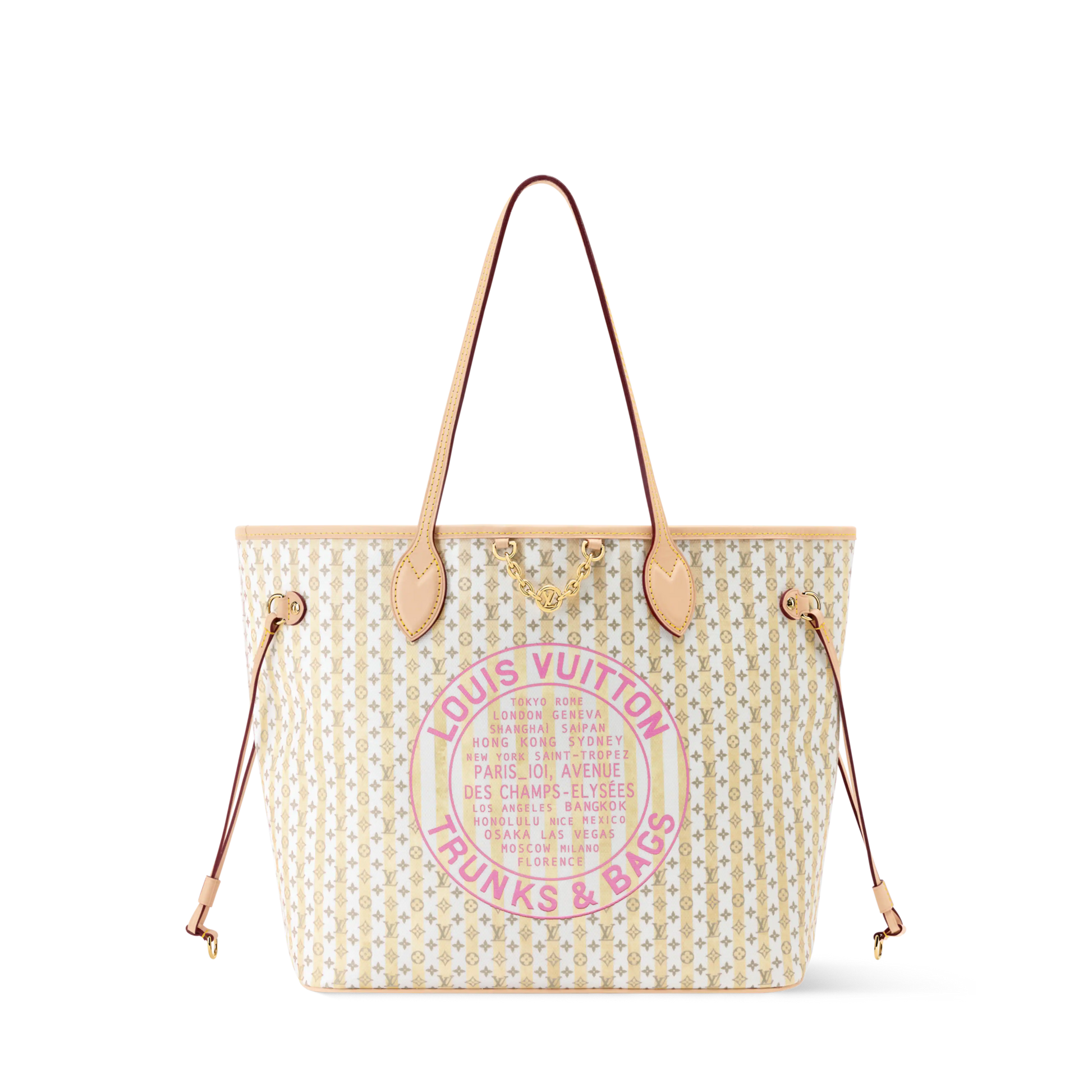Women's Neverfull MM LV Stamp Nude Rose Monogram Canvas Tote Bag