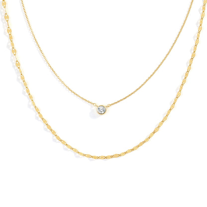 Classic Bezel Necklace and Petal Chain Set
