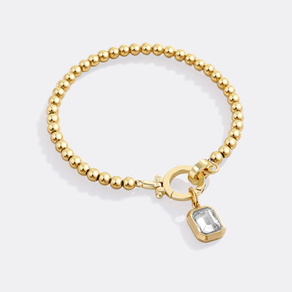 Baguette Birthstone Charm Beaded Bracelet