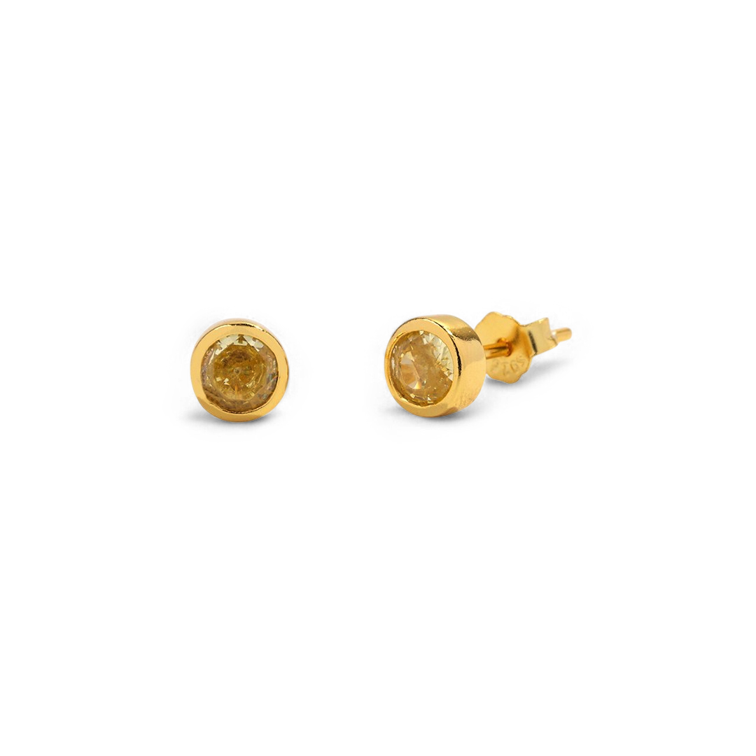 Birthstone Bezel Stud Earrings