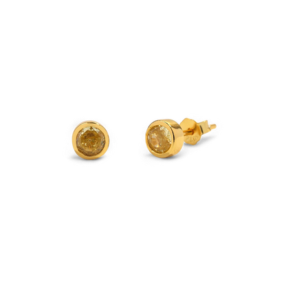Birthstone Bezel Stud Earrings