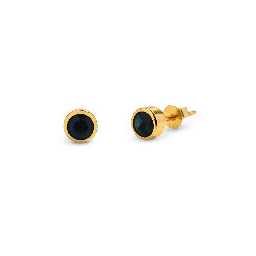 Birthstone Bezel Stud Earrings