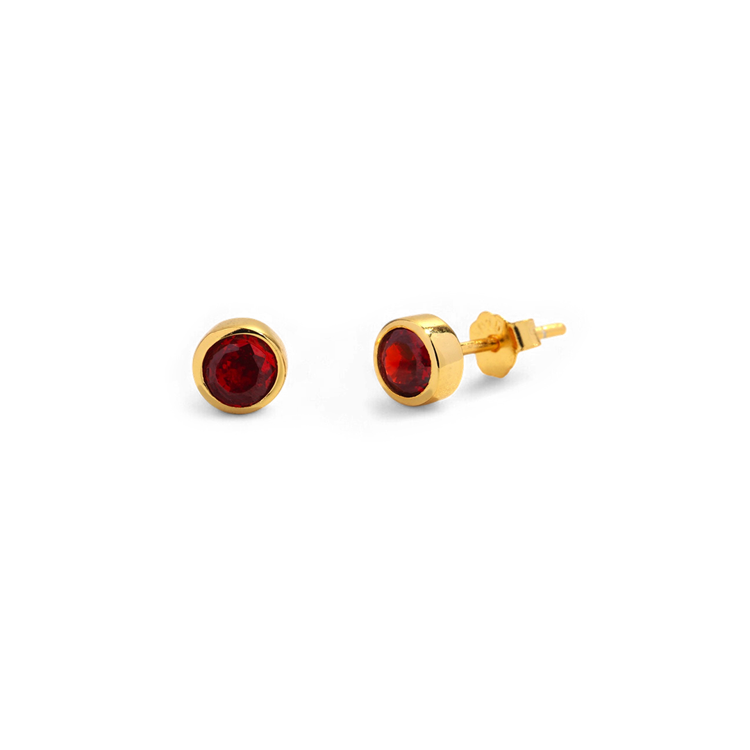 Birthstone Bezel Stud Earrings