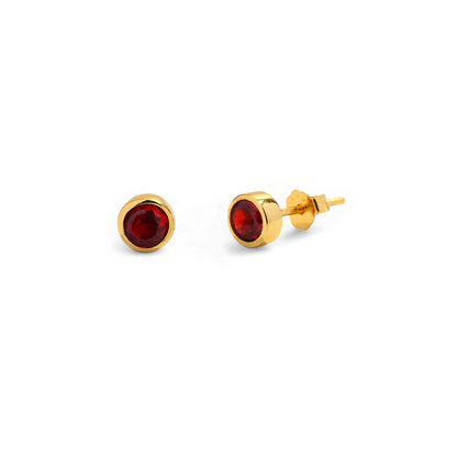 Birthstone Bezel Stud Earrings