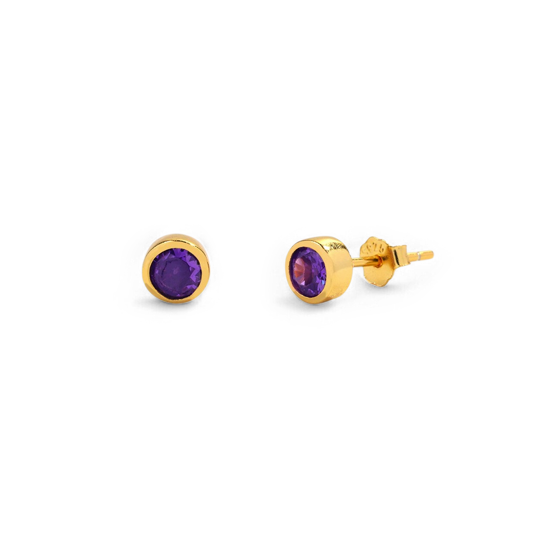 Birthstone Bezel Stud Earrings