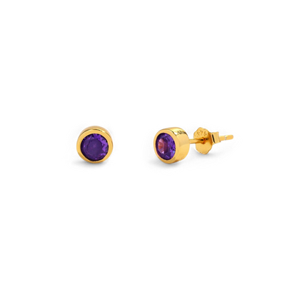 Birthstone Bezel Stud Earrings
