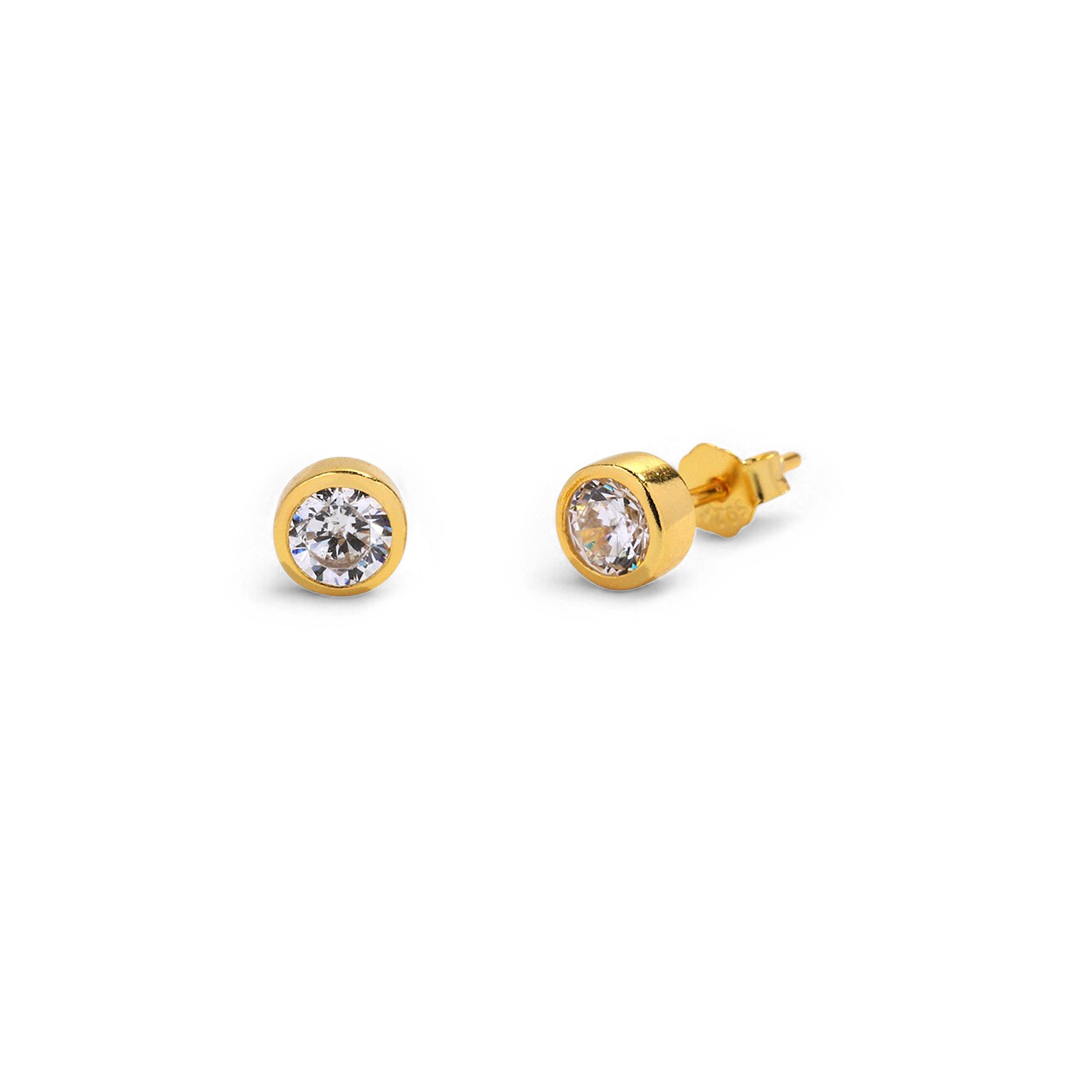Birthstone Bezel Stud Earrings