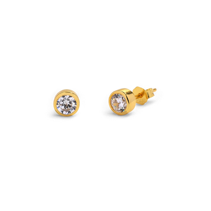 Birthstone Bezel Stud Earrings
