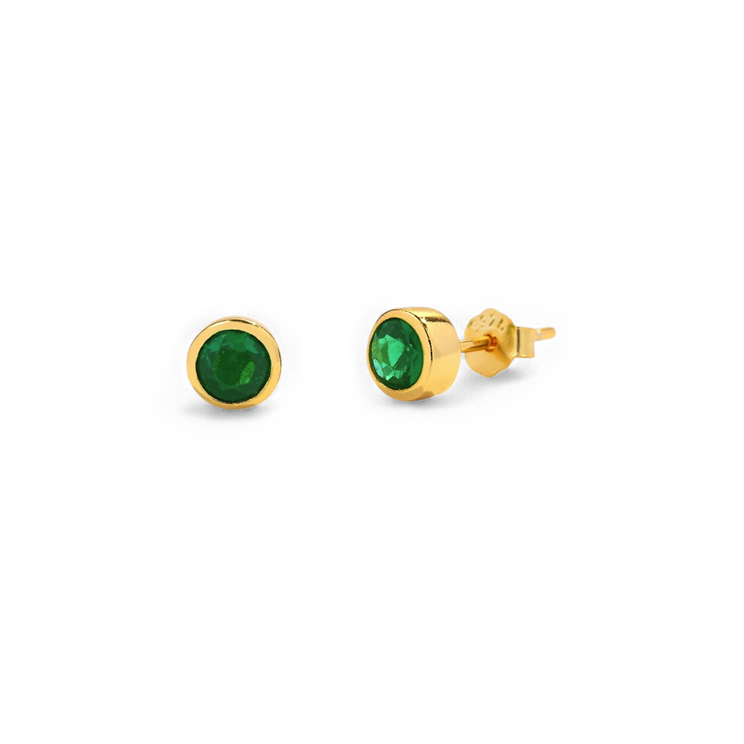 Birthstone Bezel Stud Earrings