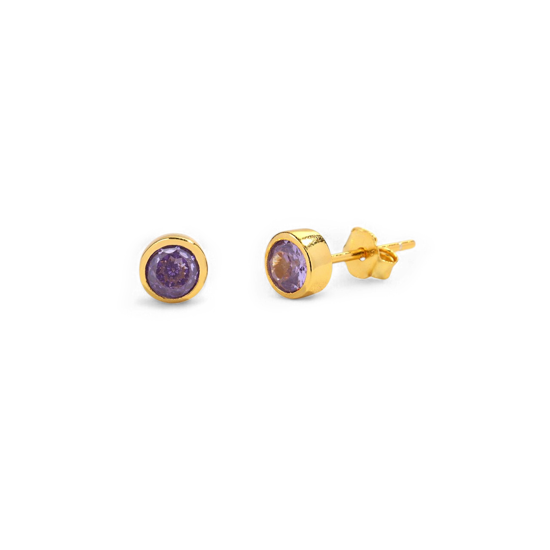 Birthstone Bezel Stud Earrings