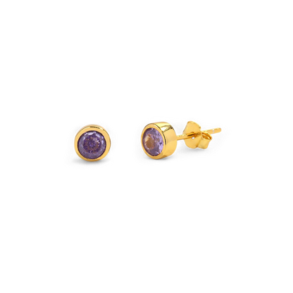 Birthstone Bezel Stud Earrings