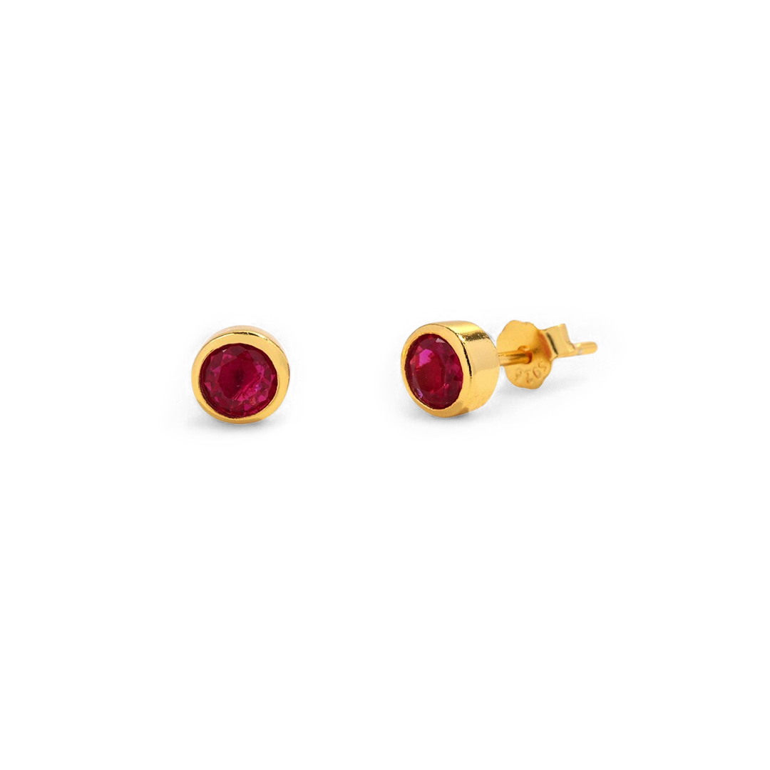 Birthstone Bezel Stud Earrings