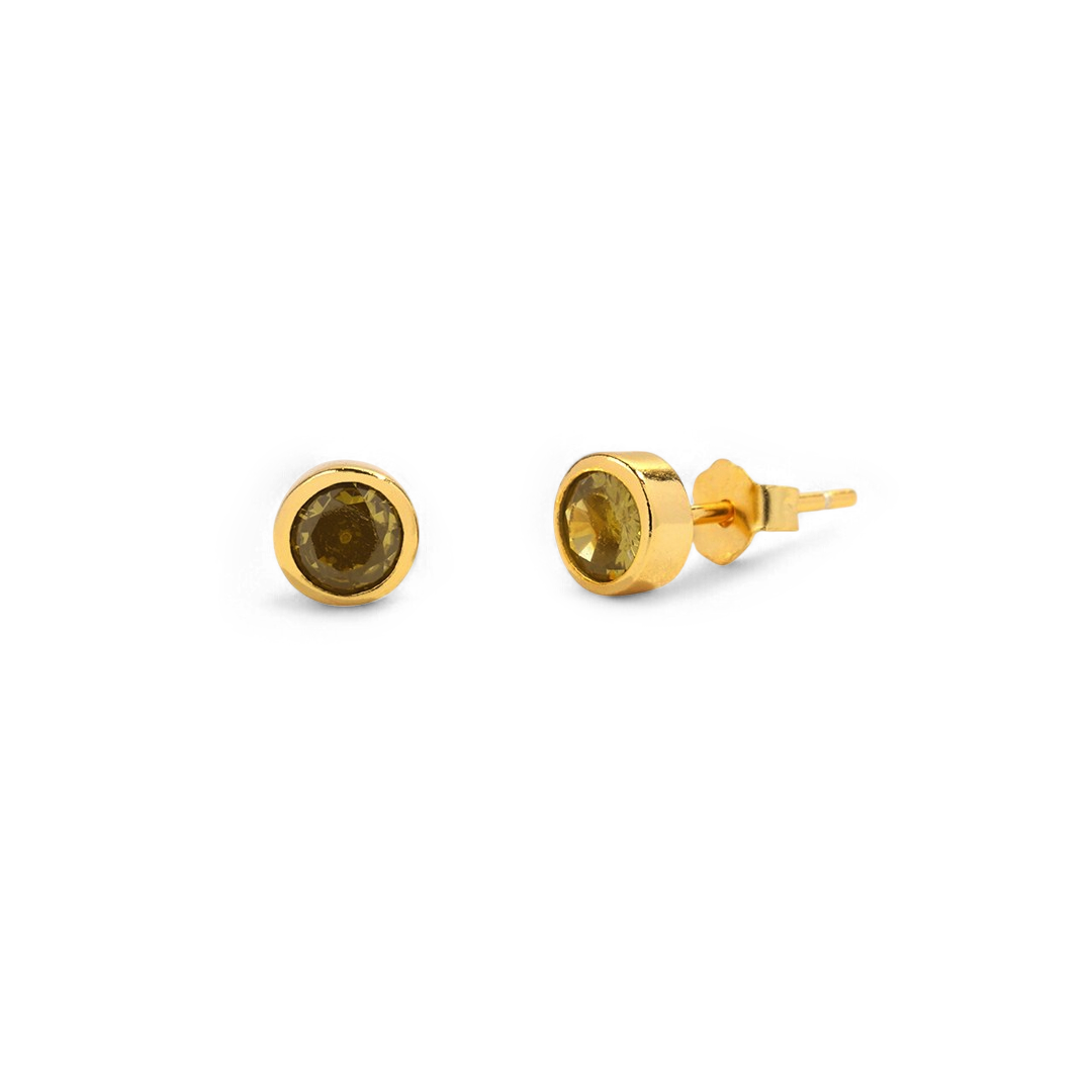 Birthstone Bezel Stud Earrings
