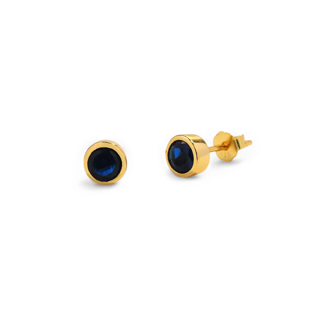 Birthstone Bezel Stud Earrings