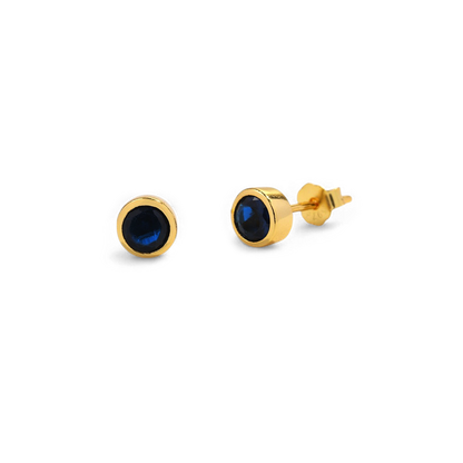 Birthstone Bezel Stud Earrings