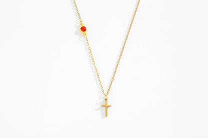Birthstone Cross Necklace