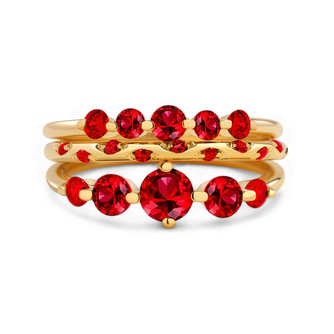 Dainty Stackable Birthstone Ring Set