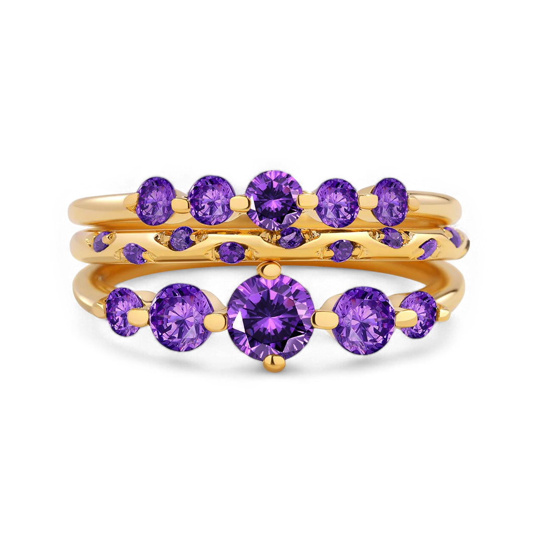 Dainty Stackable Birthstone Ring Set