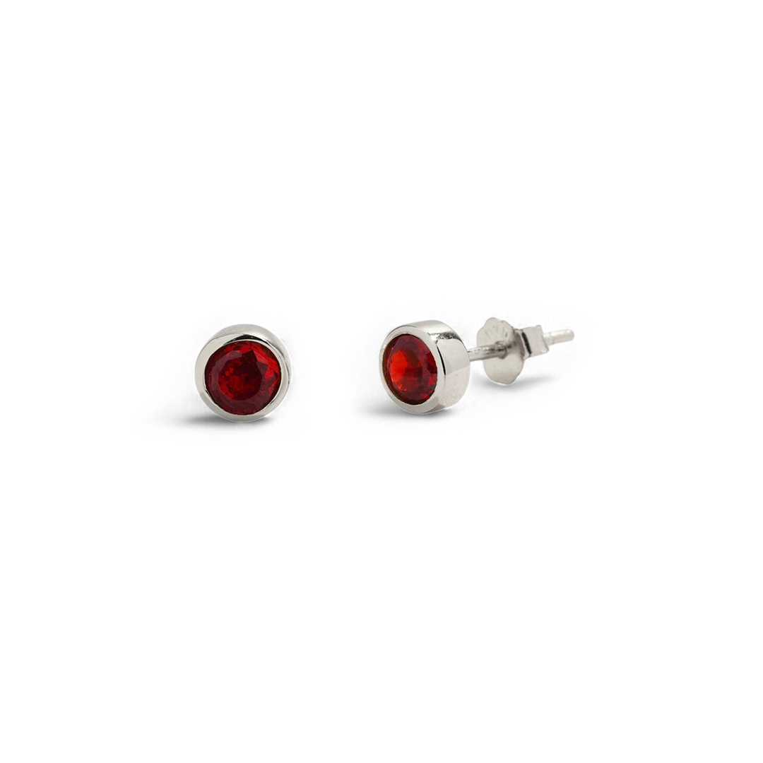 Birthstone Bezel Stud Earrings