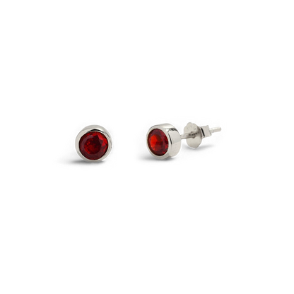 Birthstone Bezel Stud Earrings