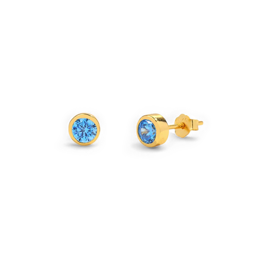 Birthstone Bezel Stud Earrings