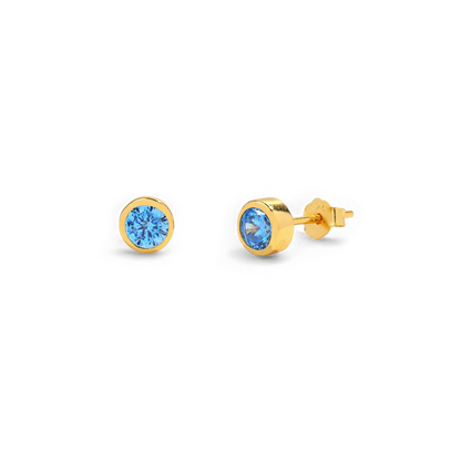 Birthstone Bezel Stud Earrings
