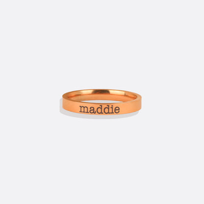 Engraved Stackable Name Ring 3mm Band