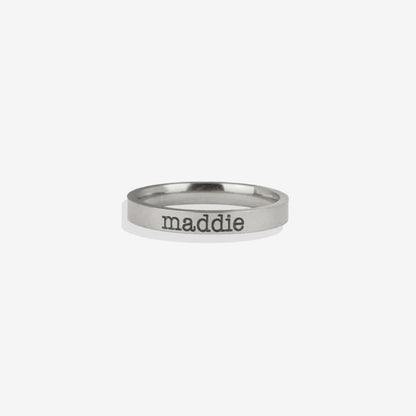 Engraved Stackable Name Ring 3mm Band