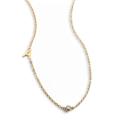 Personalized Initial Necklace with Birthstone Accent