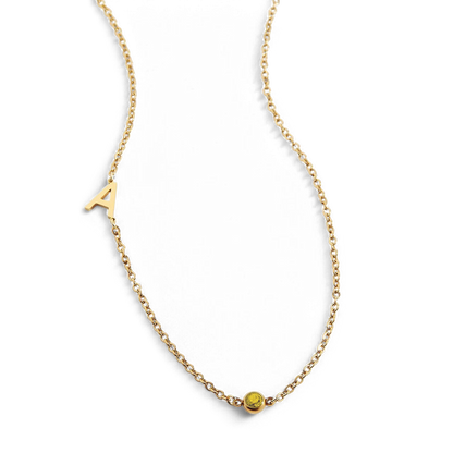 Personalized Initial Necklace with Birthstone Accent