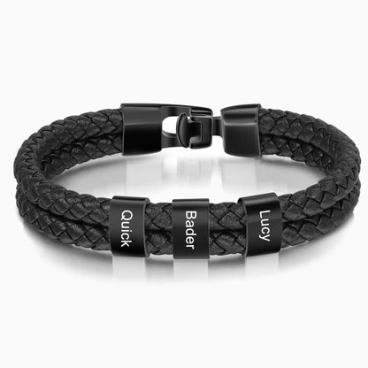 Personalized Leather Beaded Bracelet