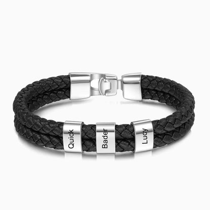 Personalized Leather Beaded Bracelet