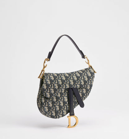 Women's Small Saddle Bag With Latte and Gray Oblique Jacquard And Strap