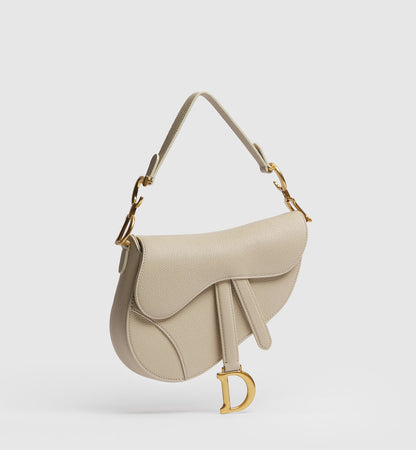 Women's Small Saddle Bag With Latte and Gray Oblique Jacquard And Strap