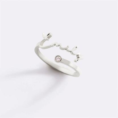 Custom Name Birthstone Ring